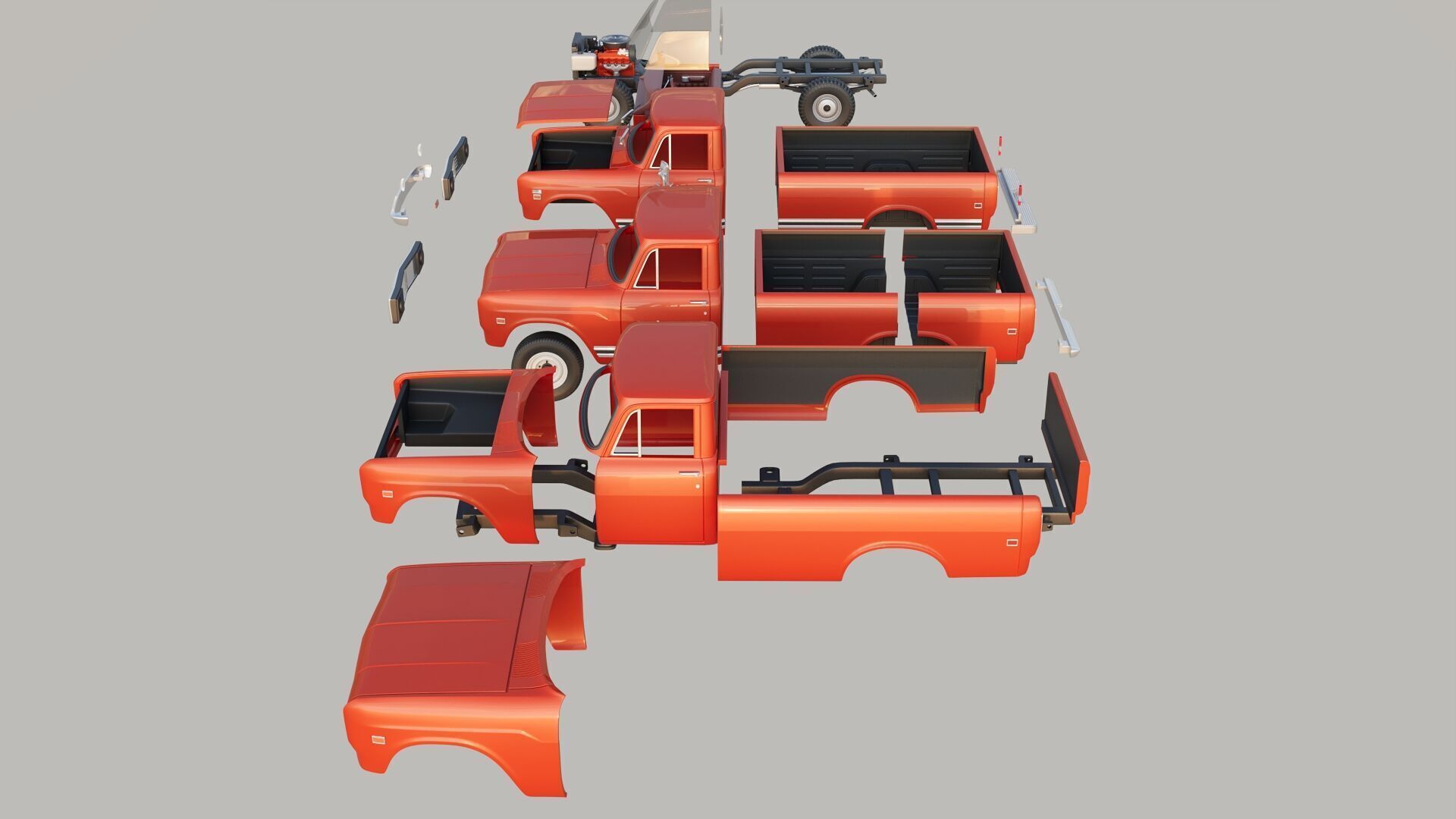 International Pickup Long Bed 1972 3D print model_17