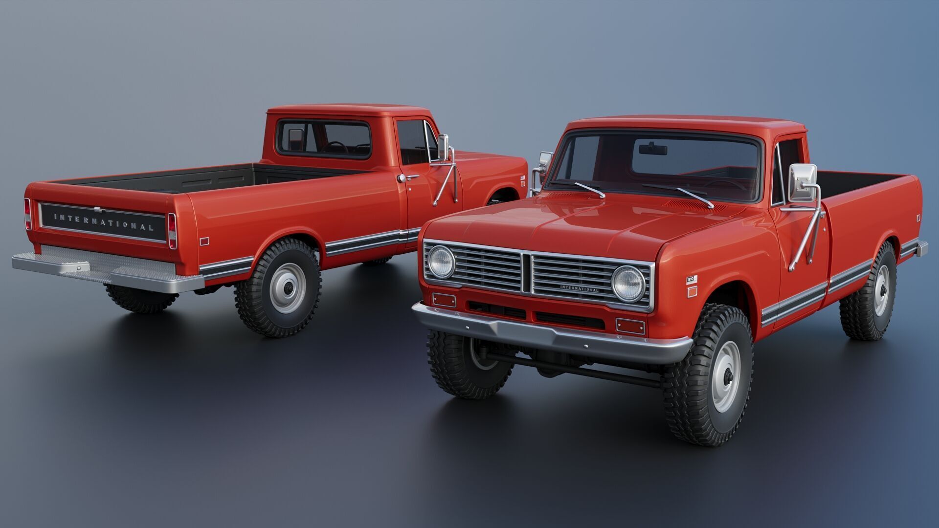 International Pickup Long Bed 1972 3D print model_1
