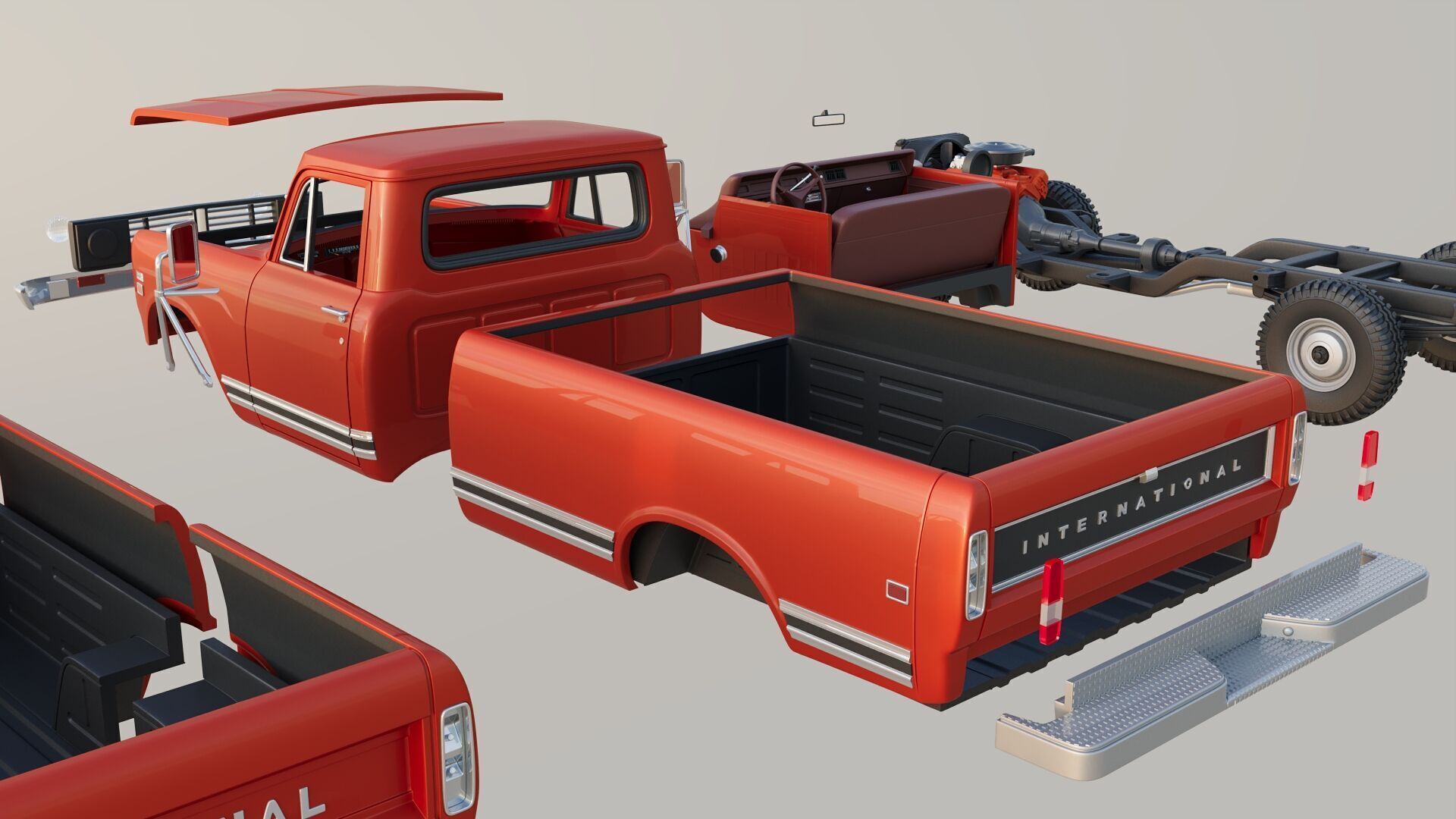 International Pickup Long Bed 1972 3D print model_19
