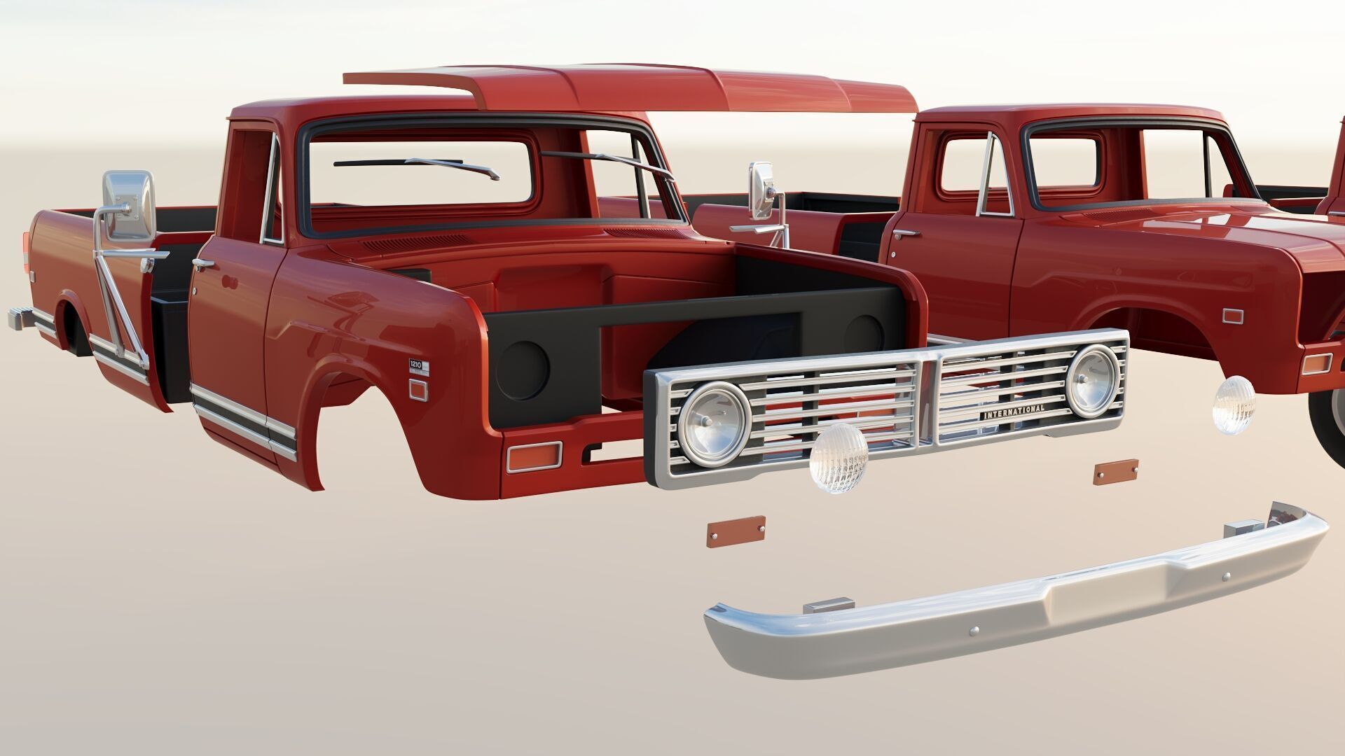 International Pickup Long Bed 1972 3D print model_22