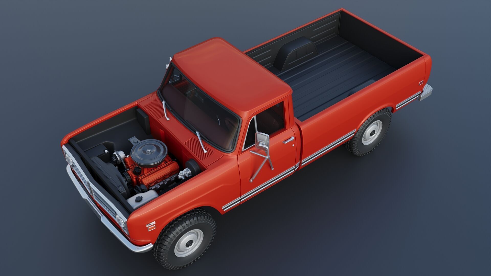 International Pickup Long Bed 1972 3D print model_14