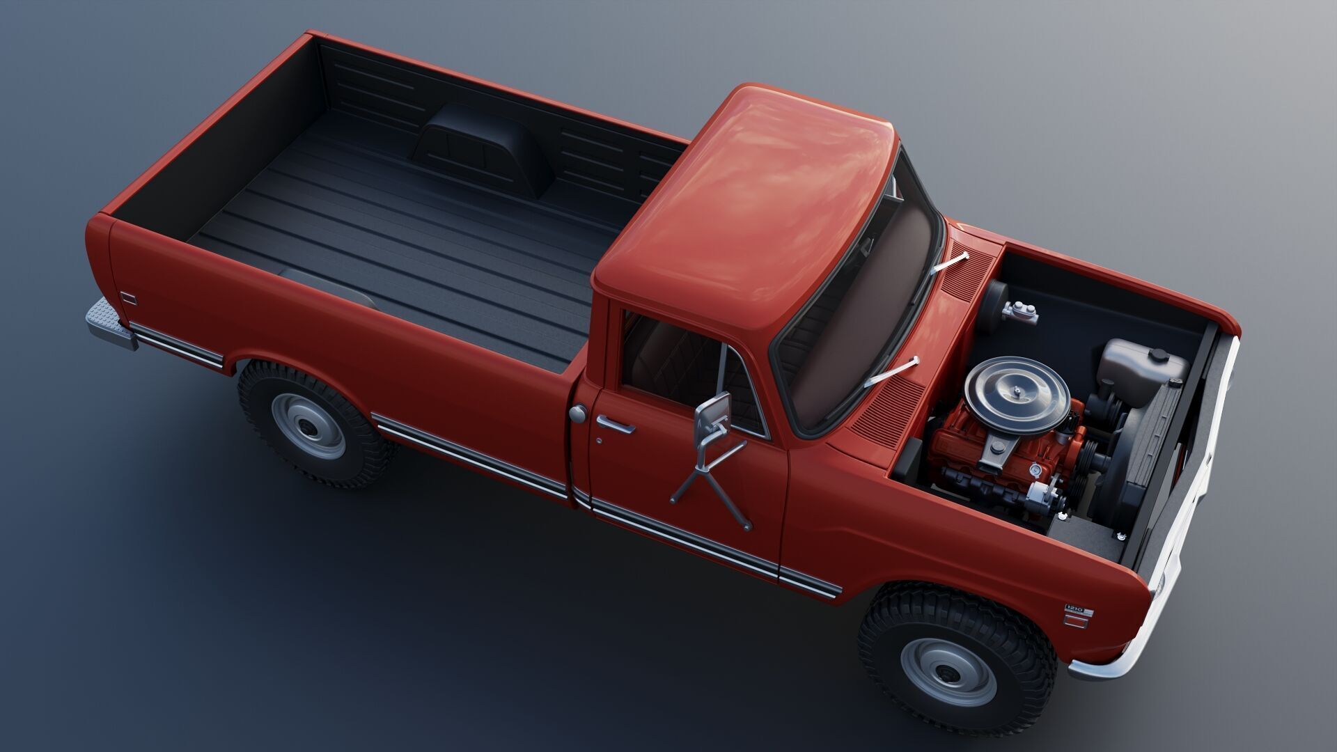 International Pickup Long Bed 1972 3D print model_15