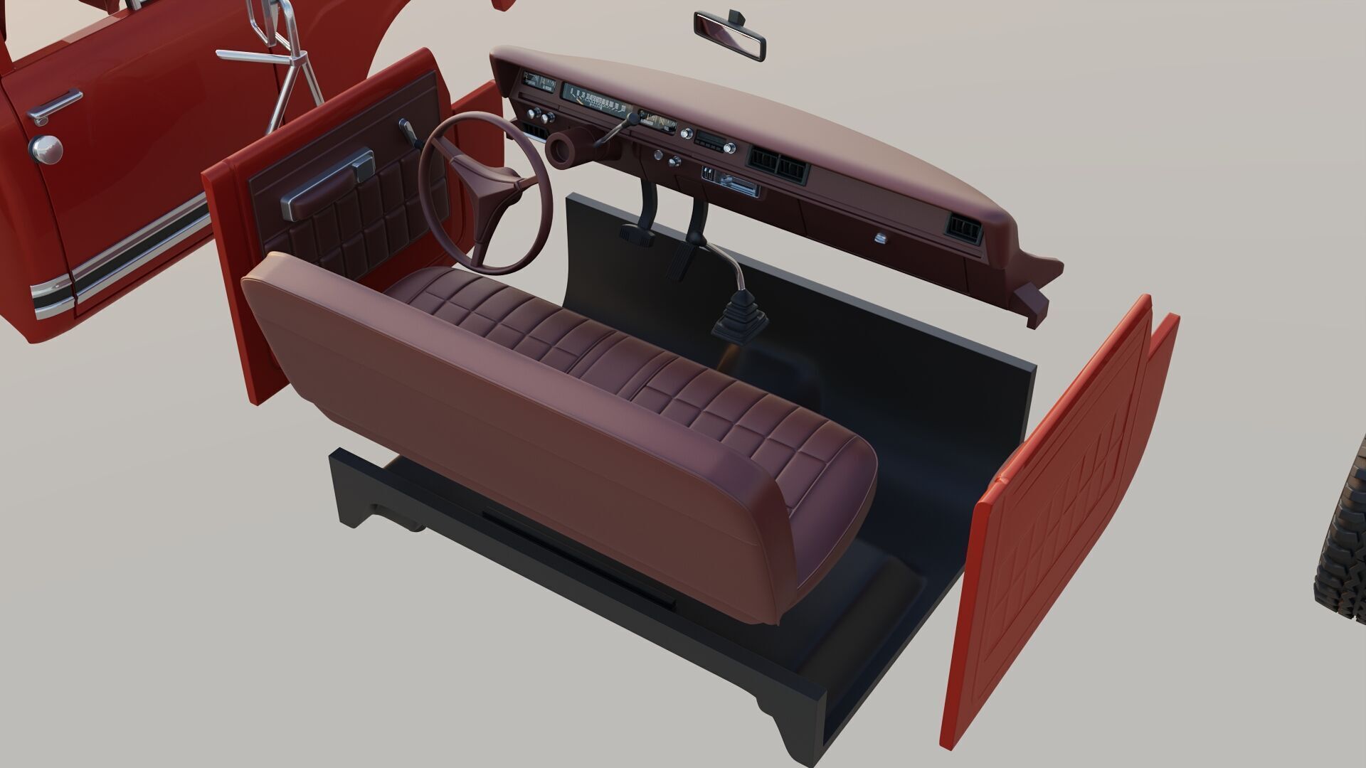 International Pickup Long Bed 1972 3D print model_26