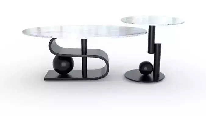Modern Coffee Table Set Low-poly 3D model