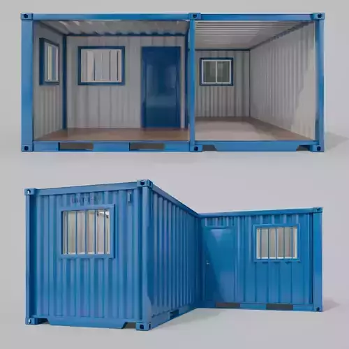 L-Shaped Shipping Container Room - 20ft