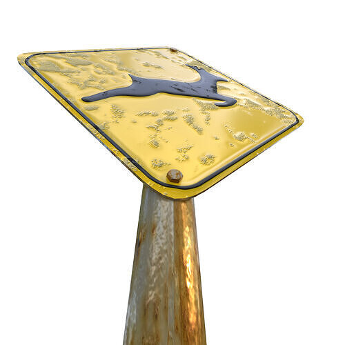 Animal Crossing in Area Road Traffic Sign 3D model 6