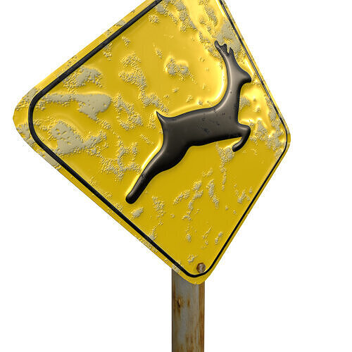 Animal Crossing in Area Road Traffic Sign 3D model 2