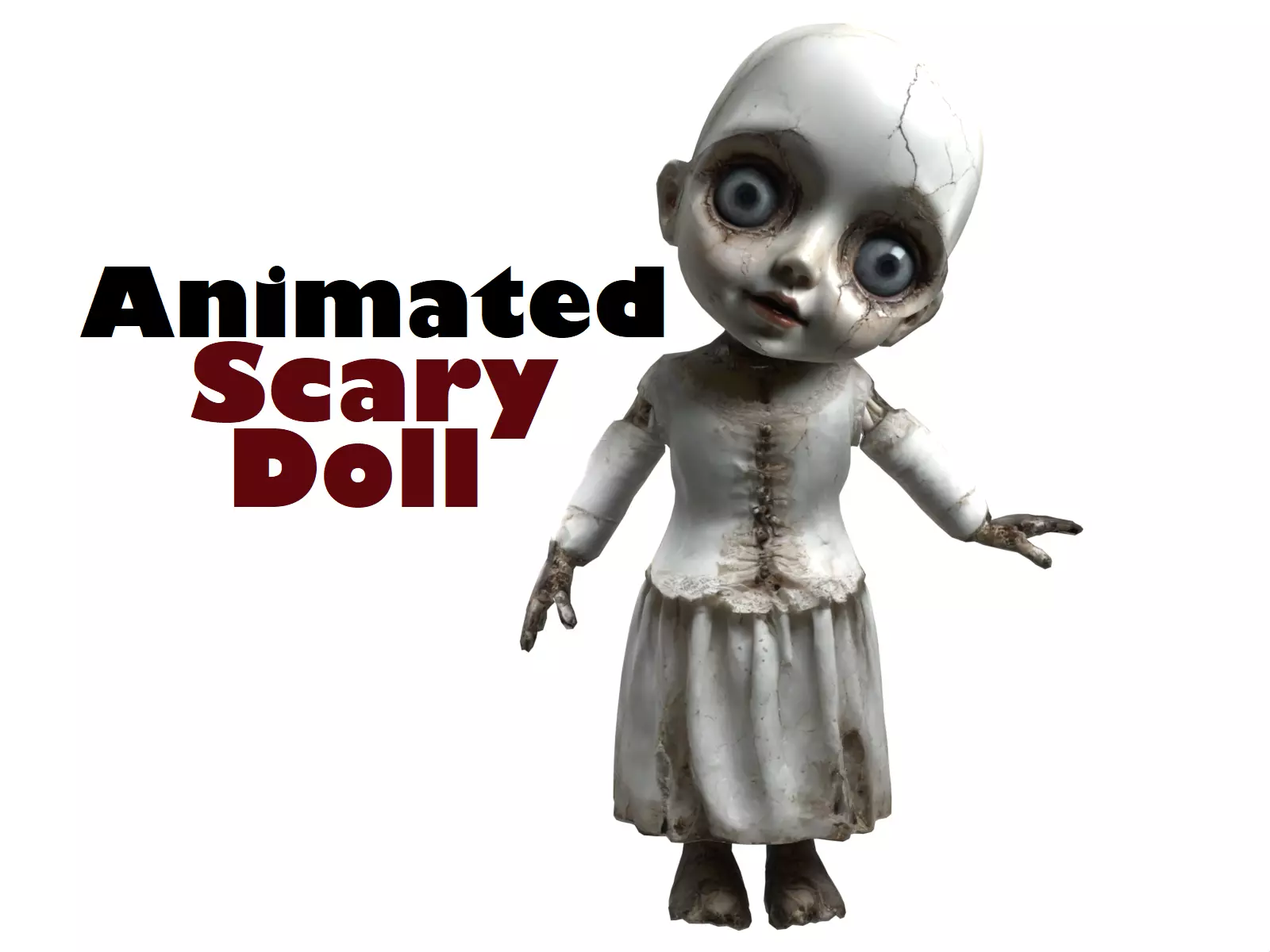 Scary doll animated Low-poly 3D model_0