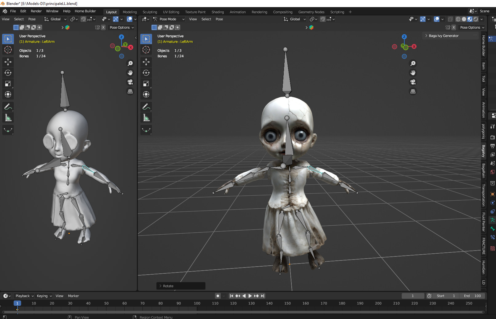 Scary doll animated Low-poly 3D model_7