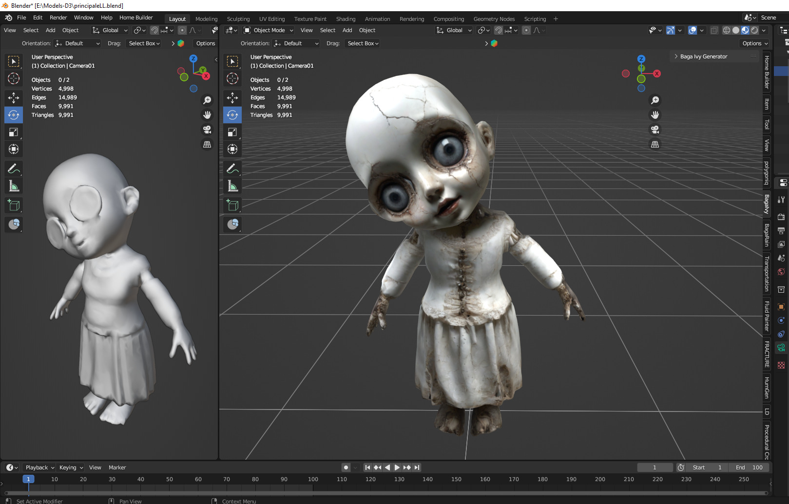 Scary doll animated Low-poly 3D model_2