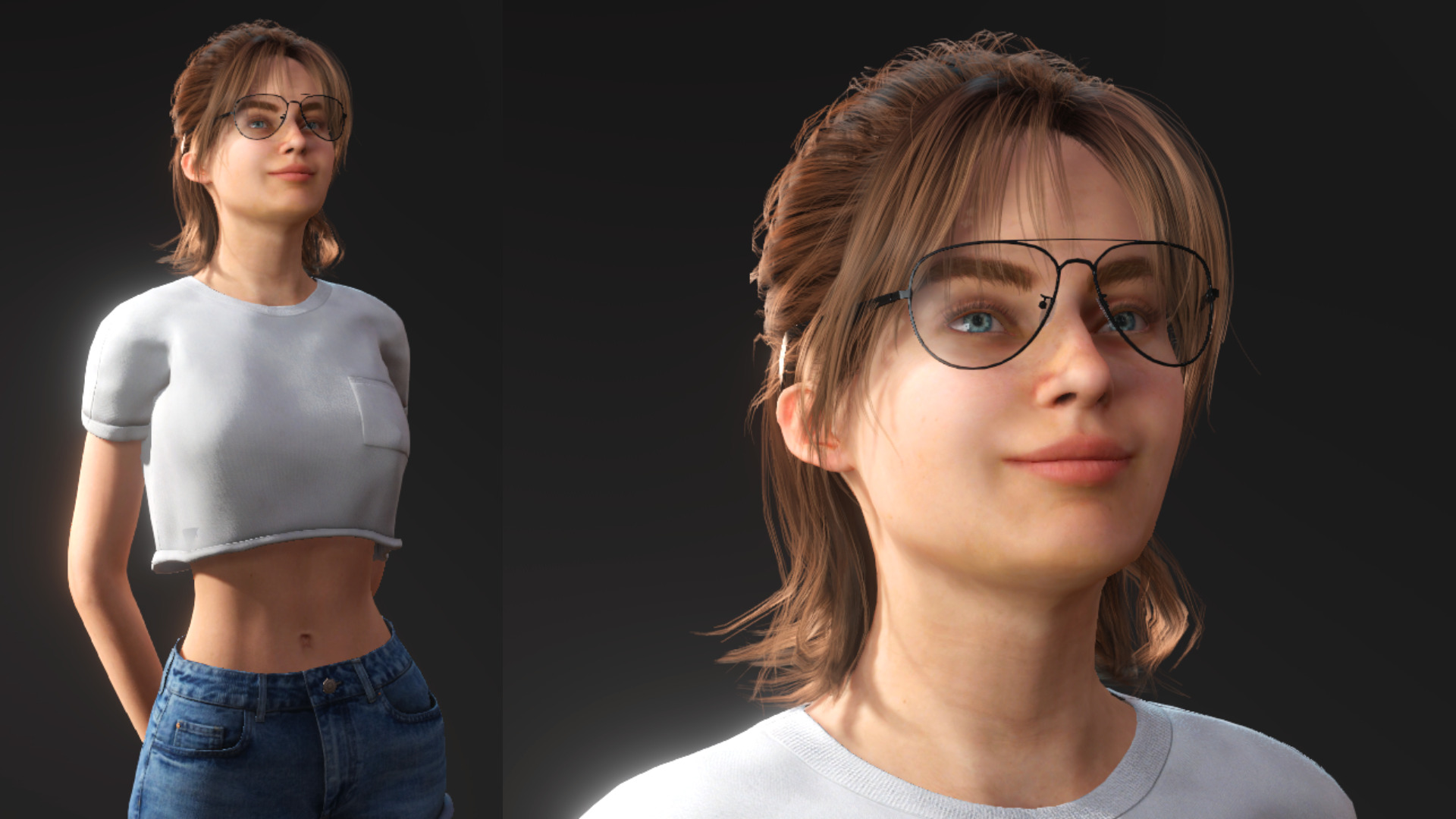 Summer Casual Female Character Low-poly 3D model_2