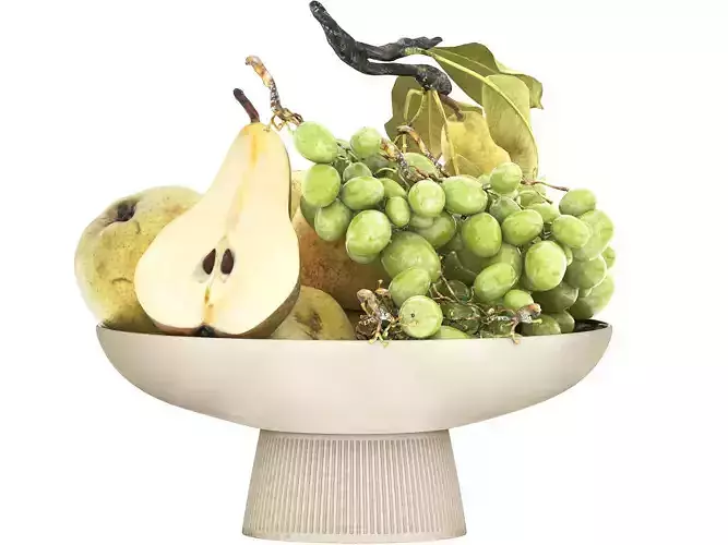bowl of pears and grapes fruits