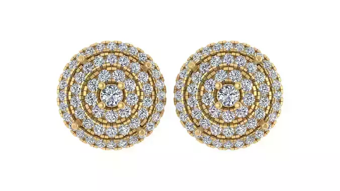 Triple-Layered Dome Cluster Diamond Stud Earrings