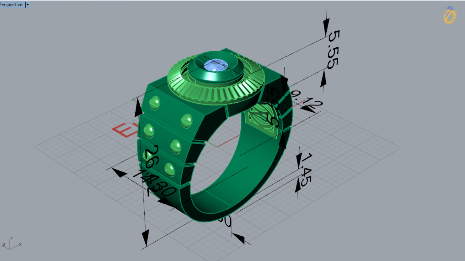 man diamond ring mr0136 3D print model_9