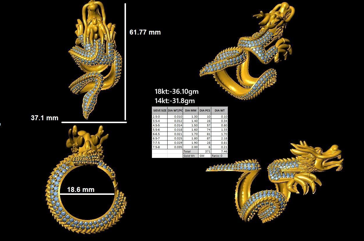 Dragon Ring 3D print model_15