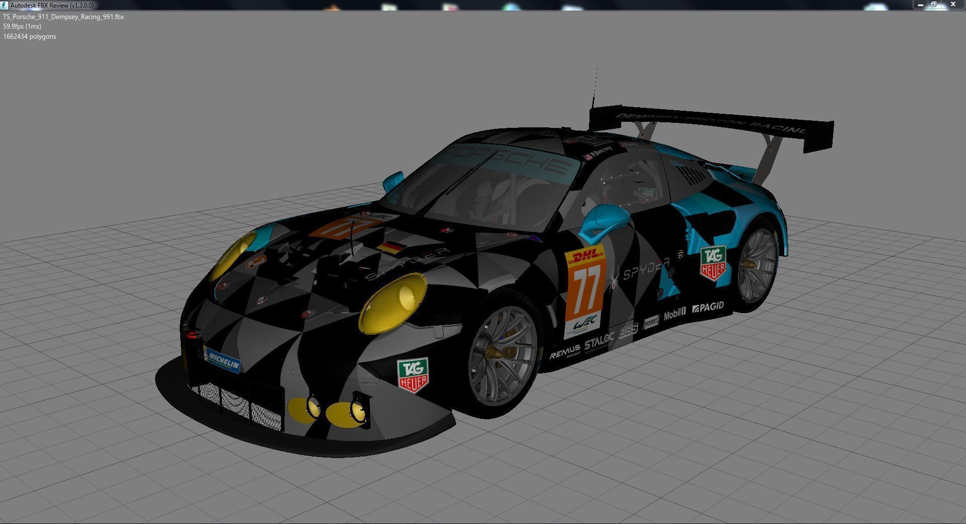 Porsche 2016 GT3 R - Dempsey Proton Racing Le Mans 3D model_17