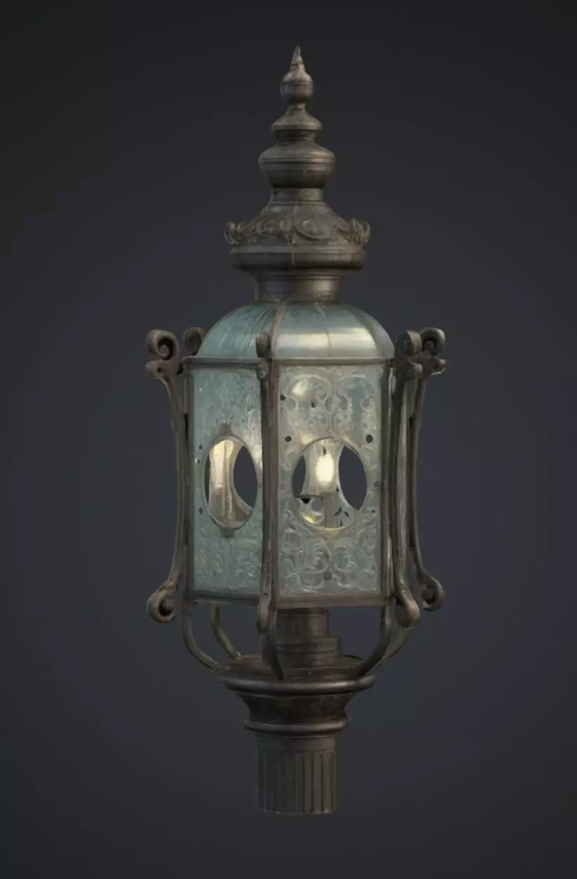 Vintage Street Lantern Low-poly 3D model