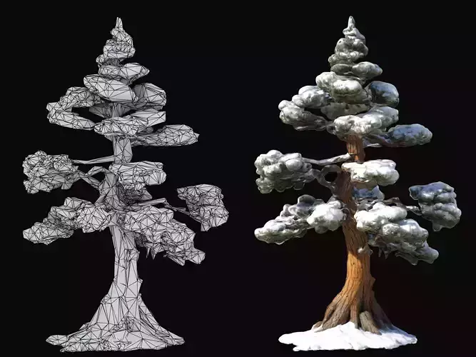 Winter Tree 0 Free low-poly 3D model