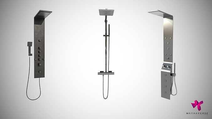 Luxury Wall-Mounted Bathroom Shower Set of 3 3D Model Collection