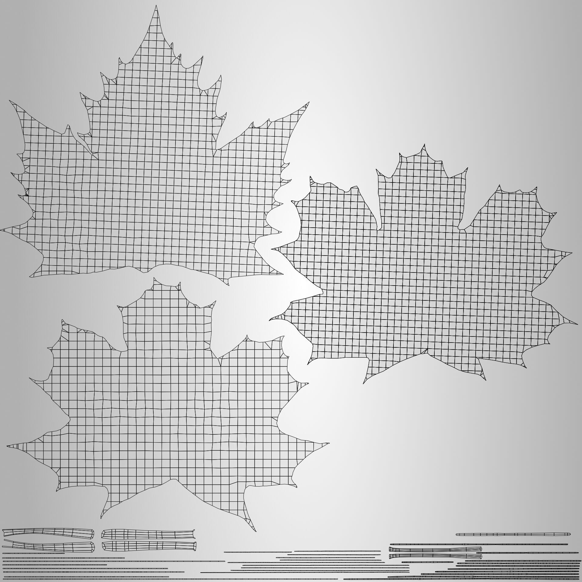 Autumn Maple Leaves Low-poly 3D model_9