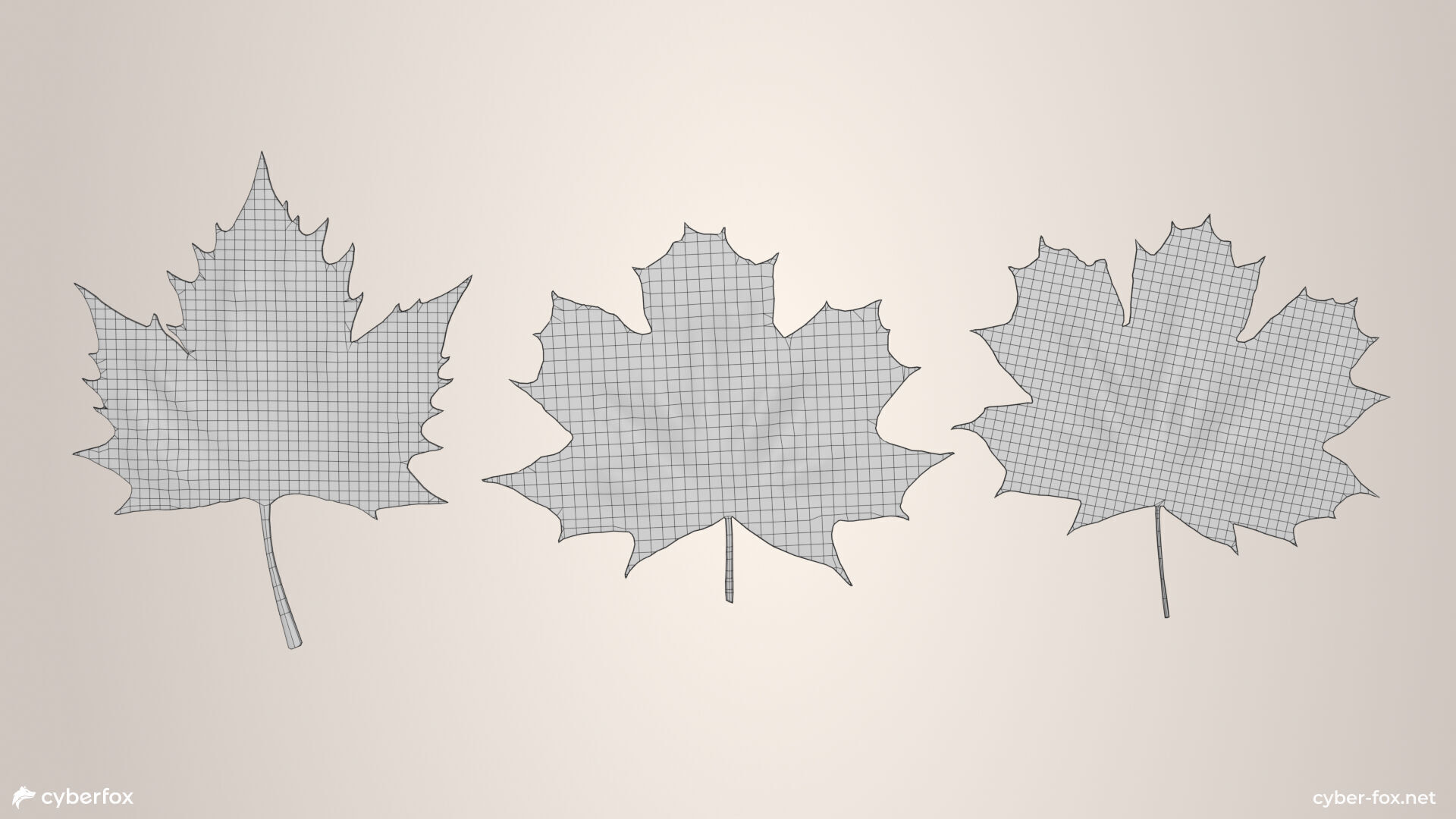 Autumn Maple Leaves Low-poly 3D model_8