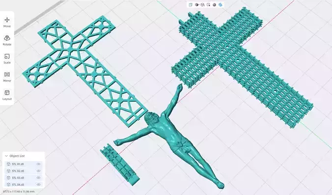 BIG BAGUETTE Jesus Cross Pendant