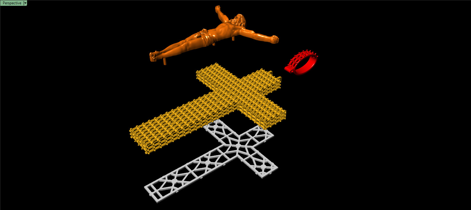 BIG BAGUETTE Jesus Cross Pendant 3D print model_12