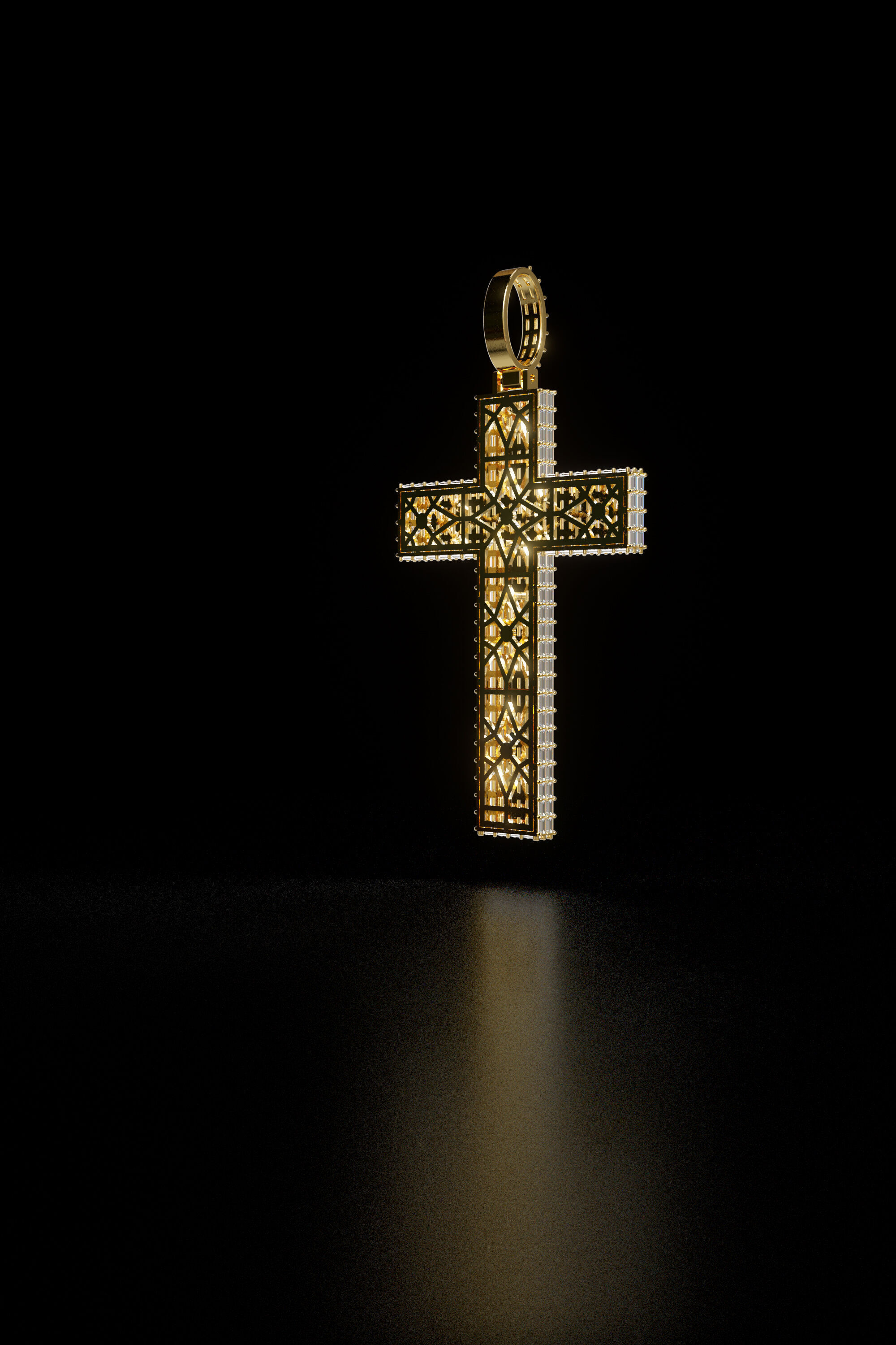 BIG BAGUETTE Jesus Cross Pendant 3D print model_3