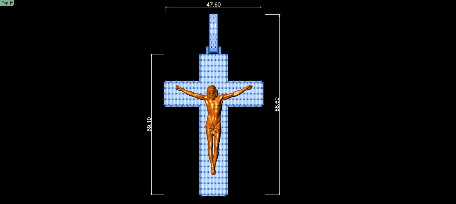 BIG BAGUETTE Jesus Cross Pendant 3D print model_5