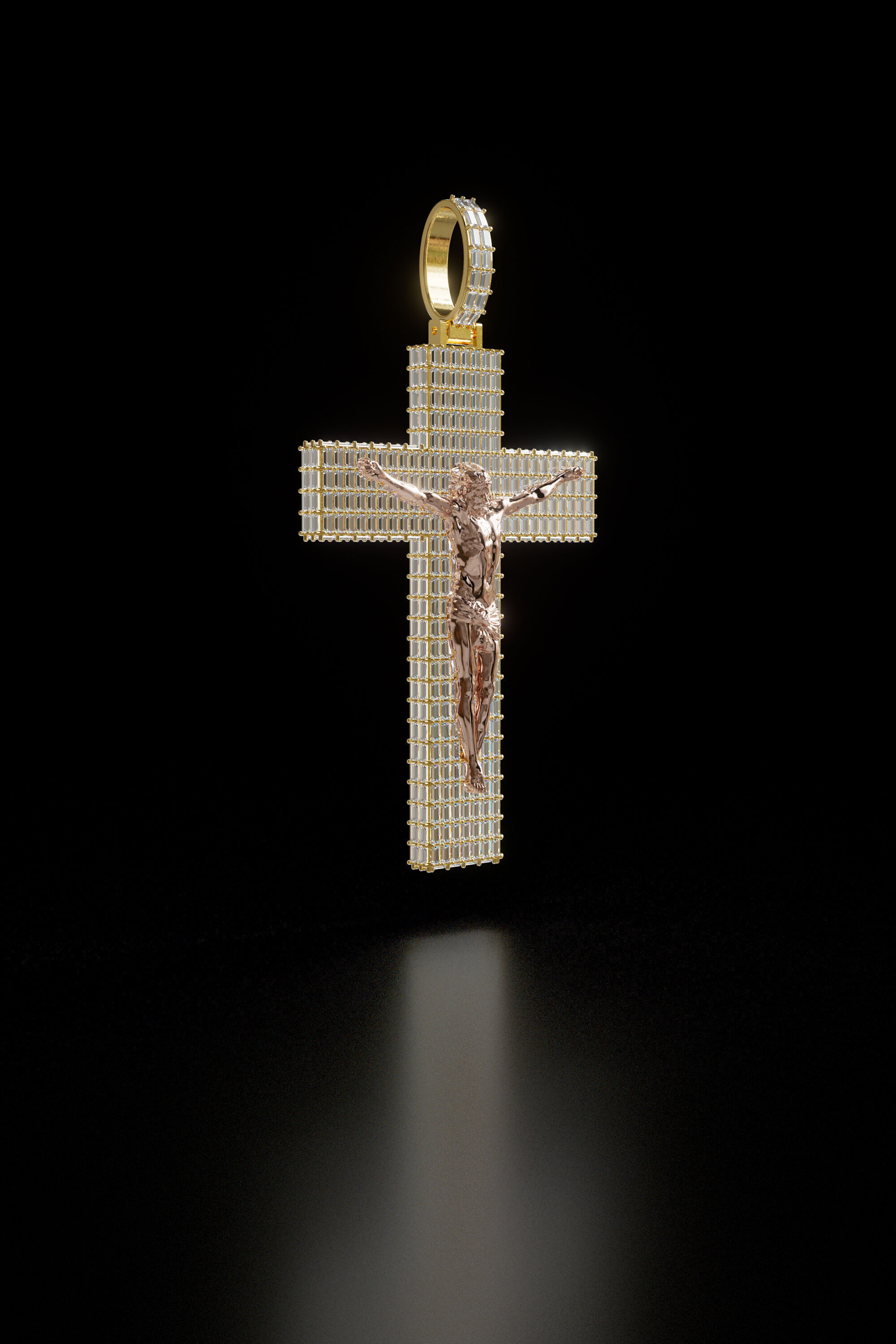BIG BAGUETTE Jesus Cross Pendant 3D print model_2
