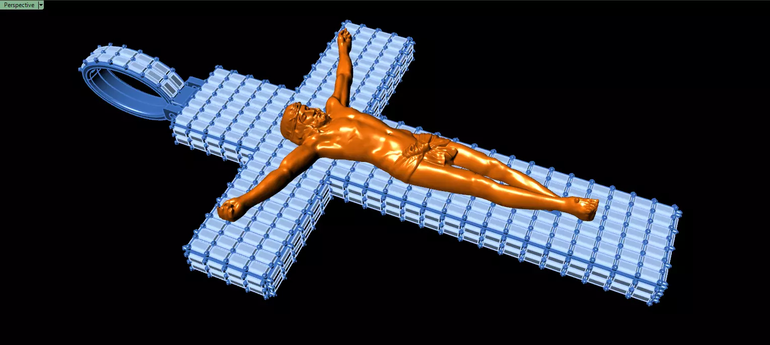 BIG BAGUETTE Jesus Cross Pendant 3D print model_4