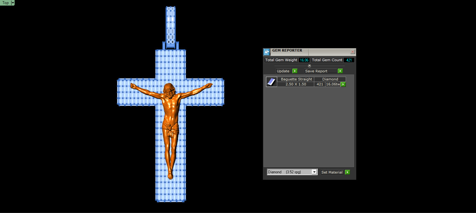 BIG BAGUETTE Jesus Cross Pendant 3D print model_9