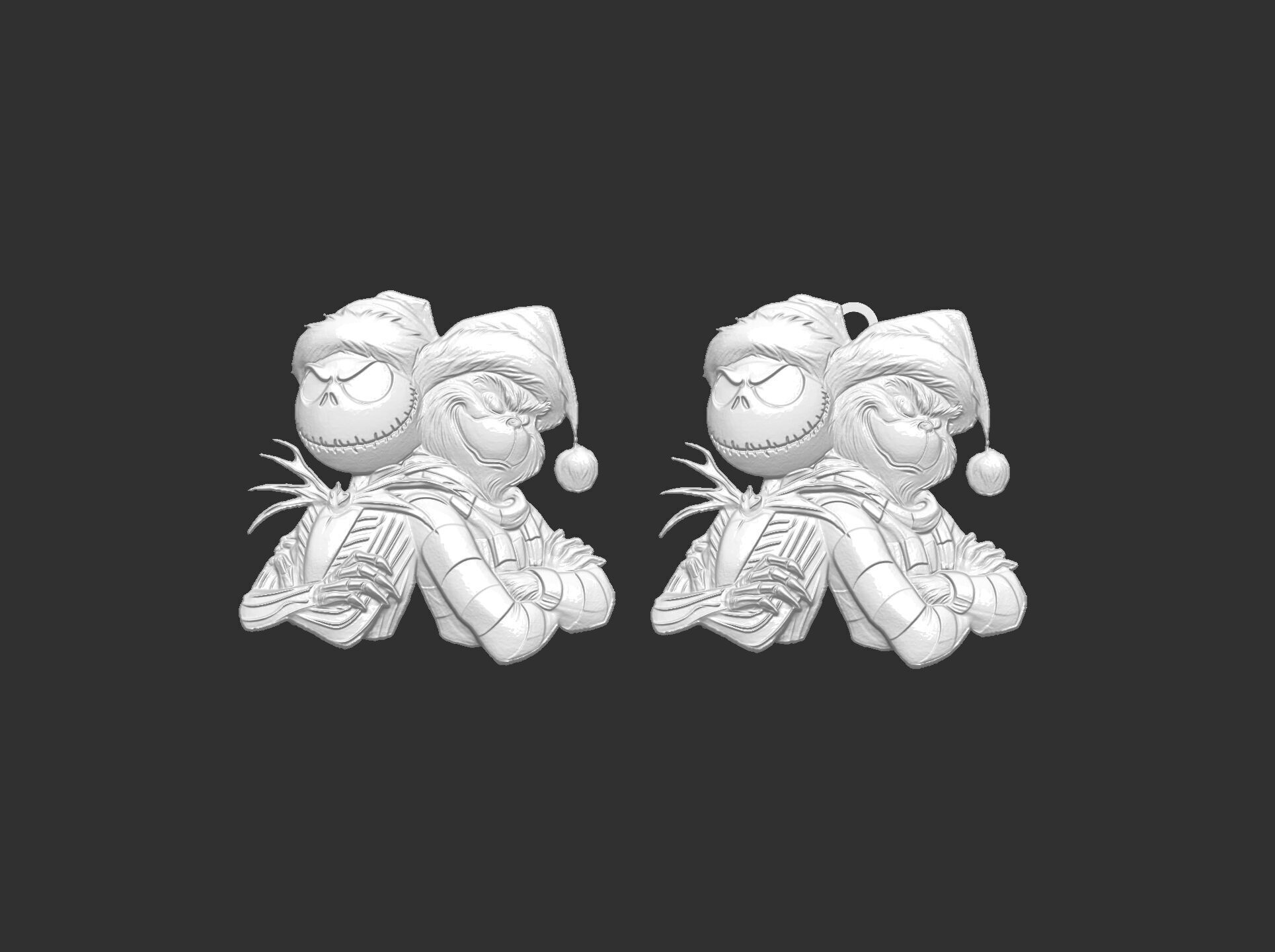 Jack Skellington and Grinch 3D Bas-Relief Model for CNC  3D print model_20