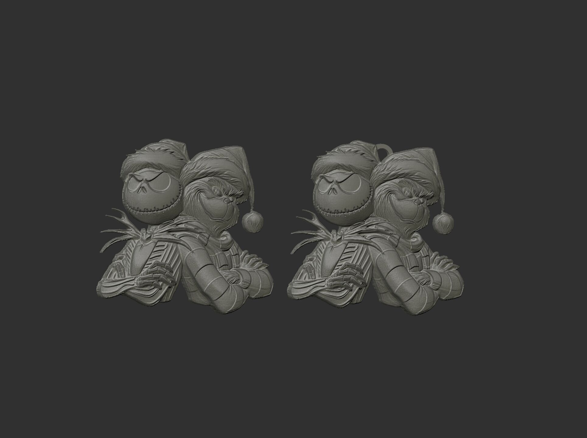 Jack Skellington and Grinch 3D Bas-Relief Model for CNC  3D print model_24