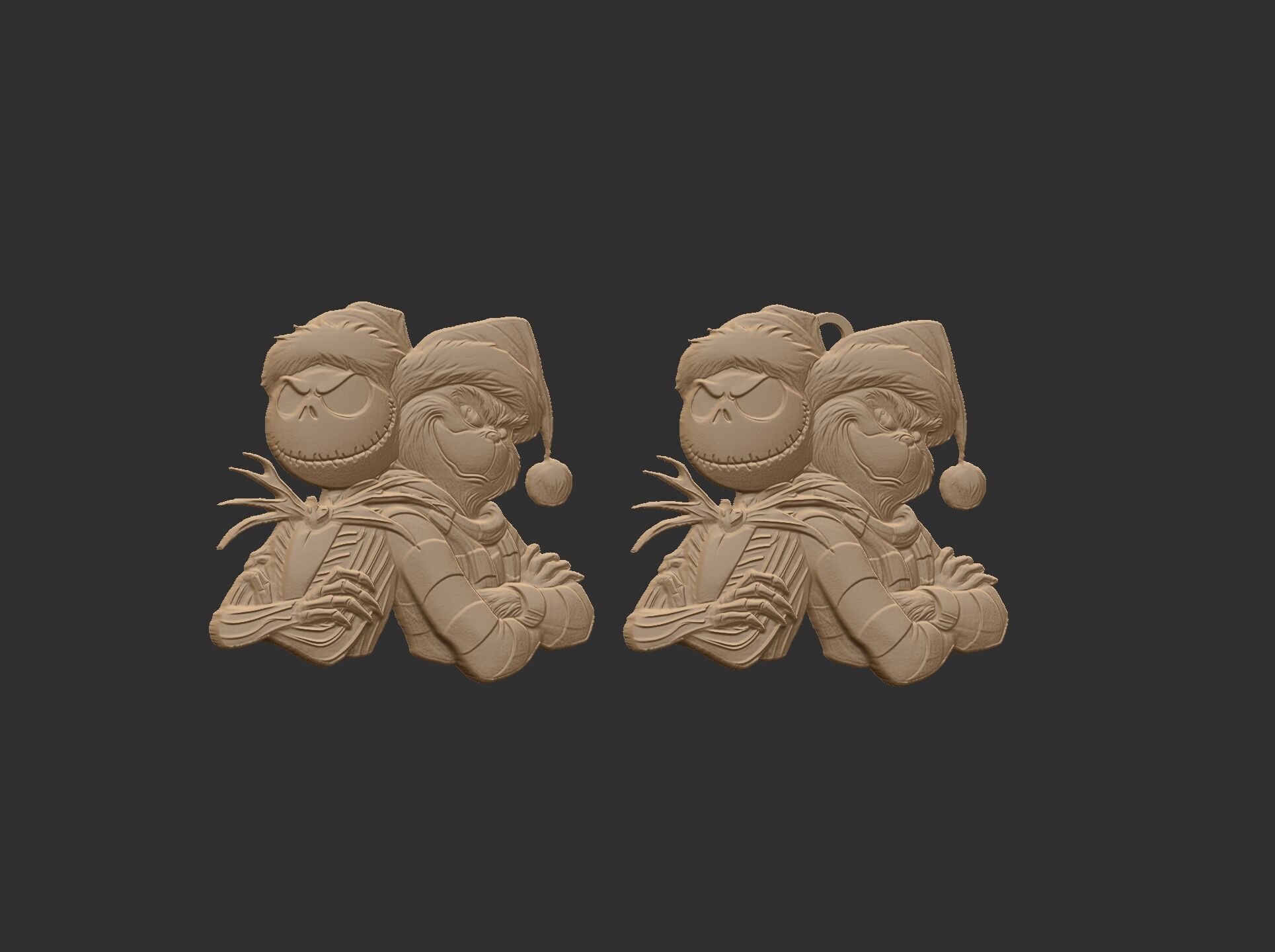 Jack Skellington and Grinch 3D Bas-Relief Model for CNC  3D print model_23