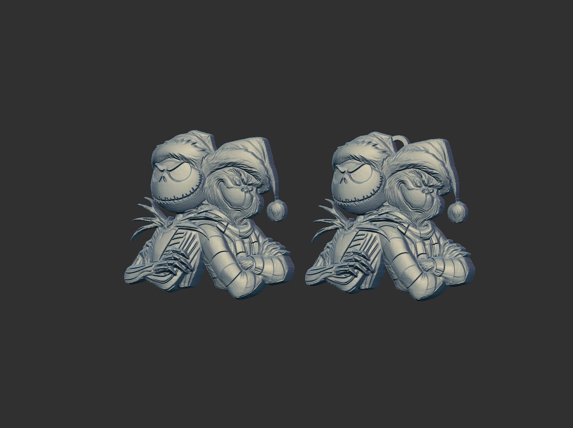 Jack Skellington and Grinch 3D Bas-Relief Model for CNC  3D print model_9