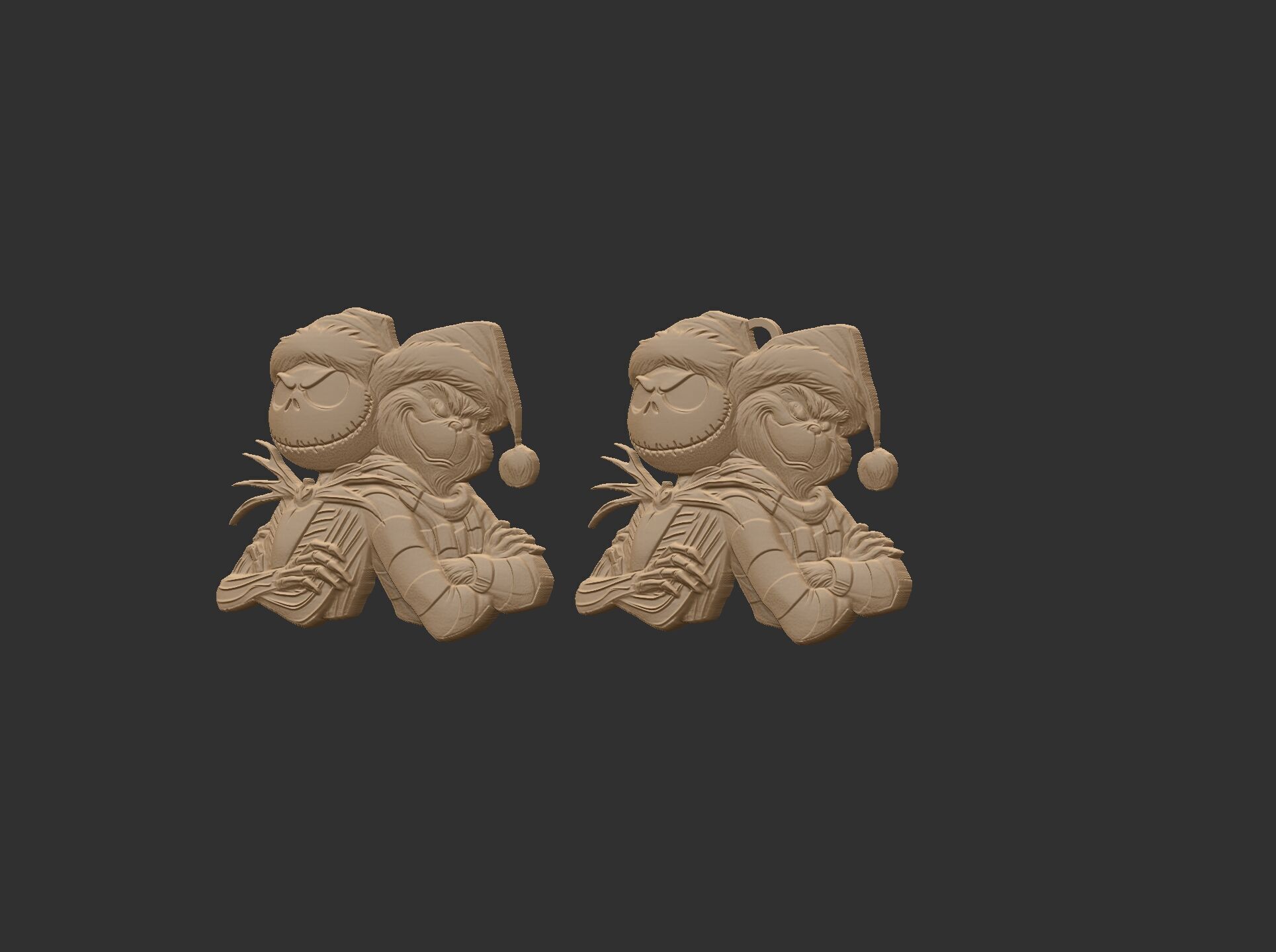 Jack Skellington and Grinch 3D Bas-Relief Model for CNC  3D print model_11