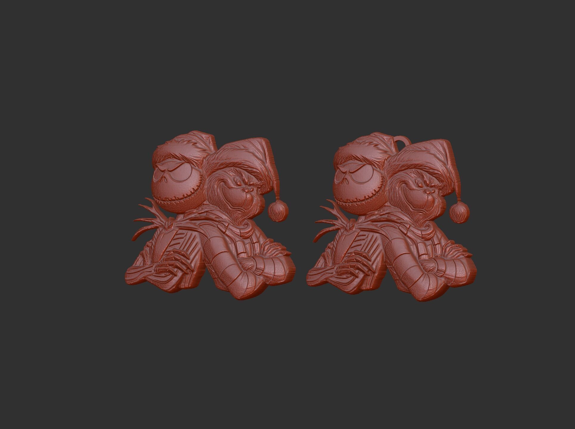 Jack Skellington and Grinch 3D Bas-Relief Model for CNC  3D print model_8