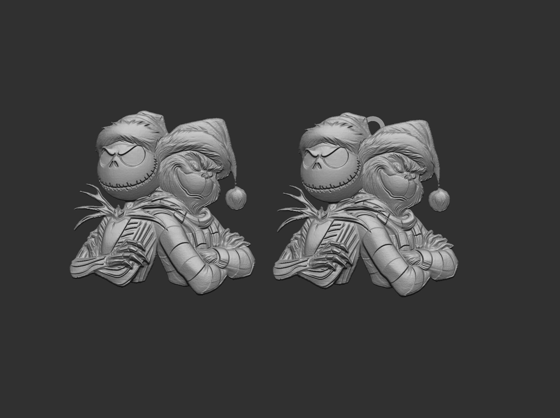 Jack Skellington and Grinch 3D Bas-Relief Model for CNC  3D print model_17