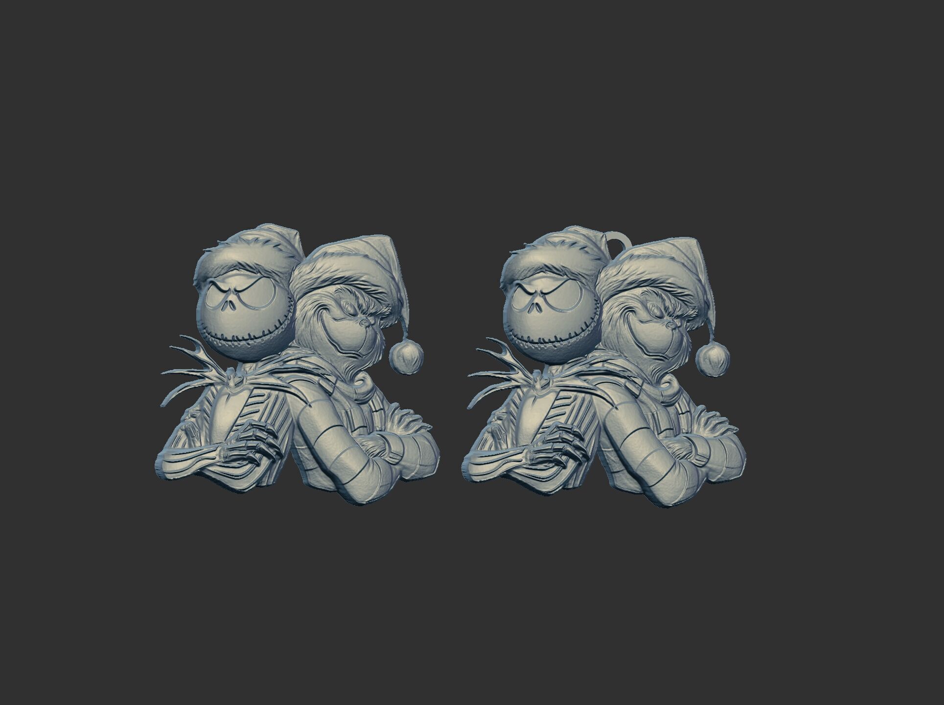 Jack Skellington and Grinch 3D Bas-Relief Model for CNC  3D print model_3