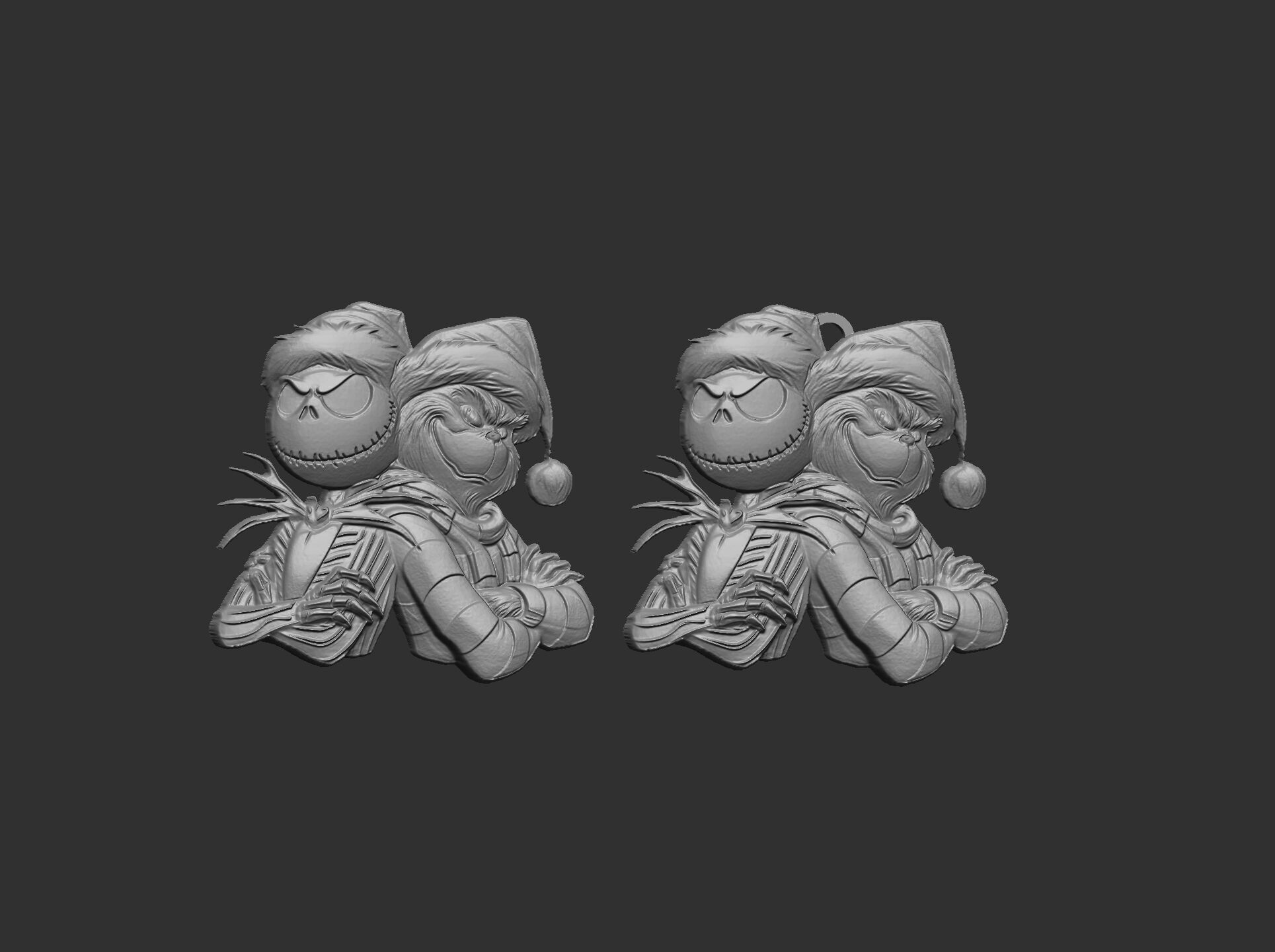 Jack Skellington and Grinch 3D Bas-Relief Model for CNC  3D print model_5