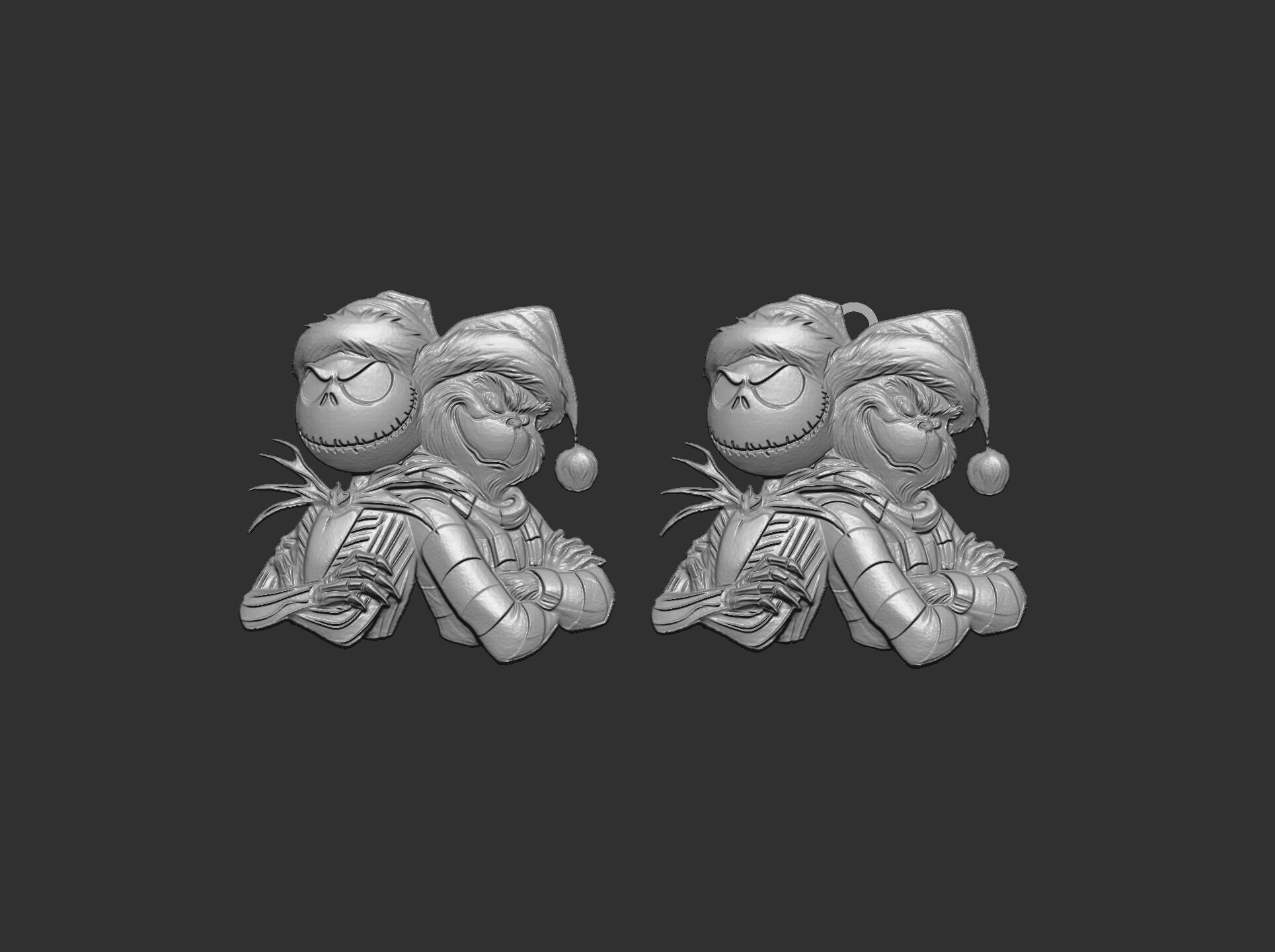 Jack Skellington and Grinch 3D Bas-Relief Model for CNC  3D print model_22