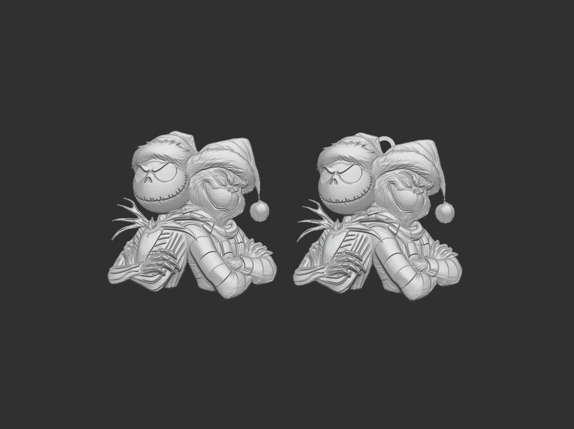 Jack Skellington and Grinch 3D Bas-Relief Model for CNC  3D print model_19