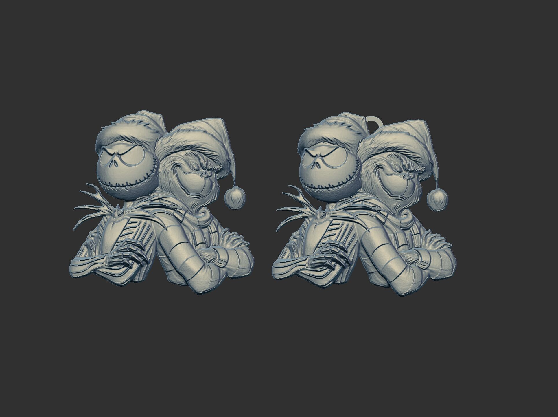 Jack Skellington and Grinch 3D Bas-Relief Model for CNC  3D print model_15