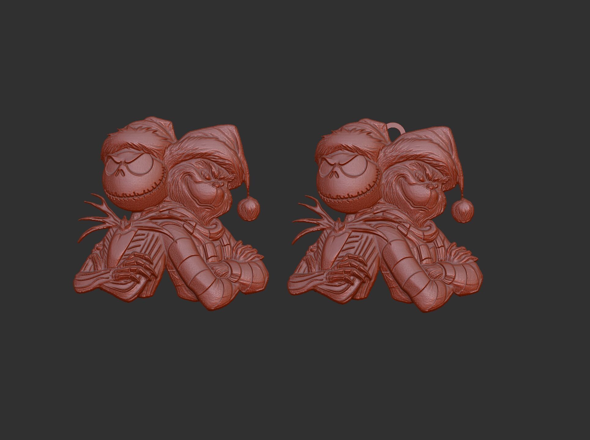 Jack Skellington and Grinch 3D Bas-Relief Model for CNC  3D print model_16