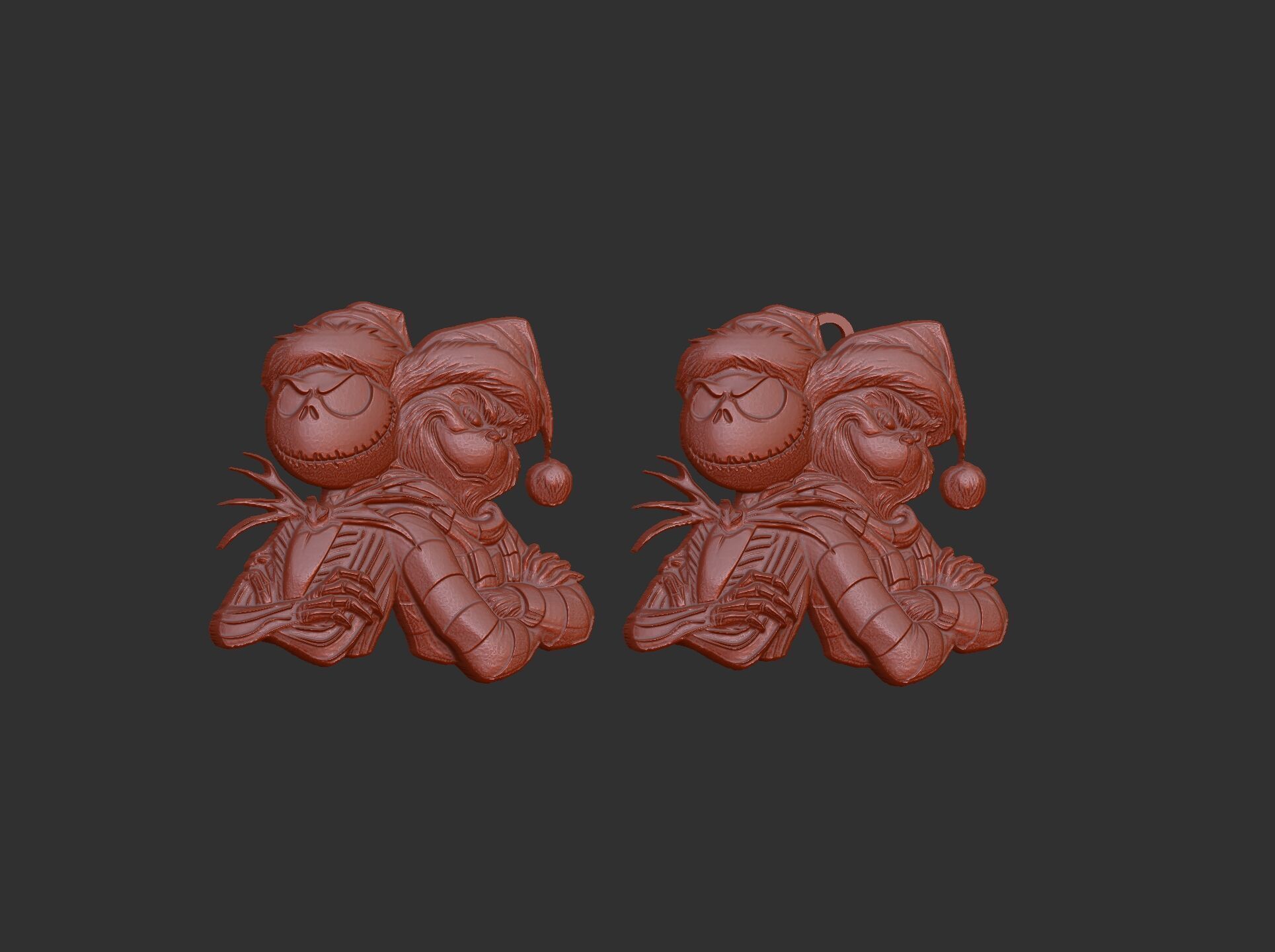 Jack Skellington and Grinch 3D Bas-Relief Model for CNC  3D print model_4