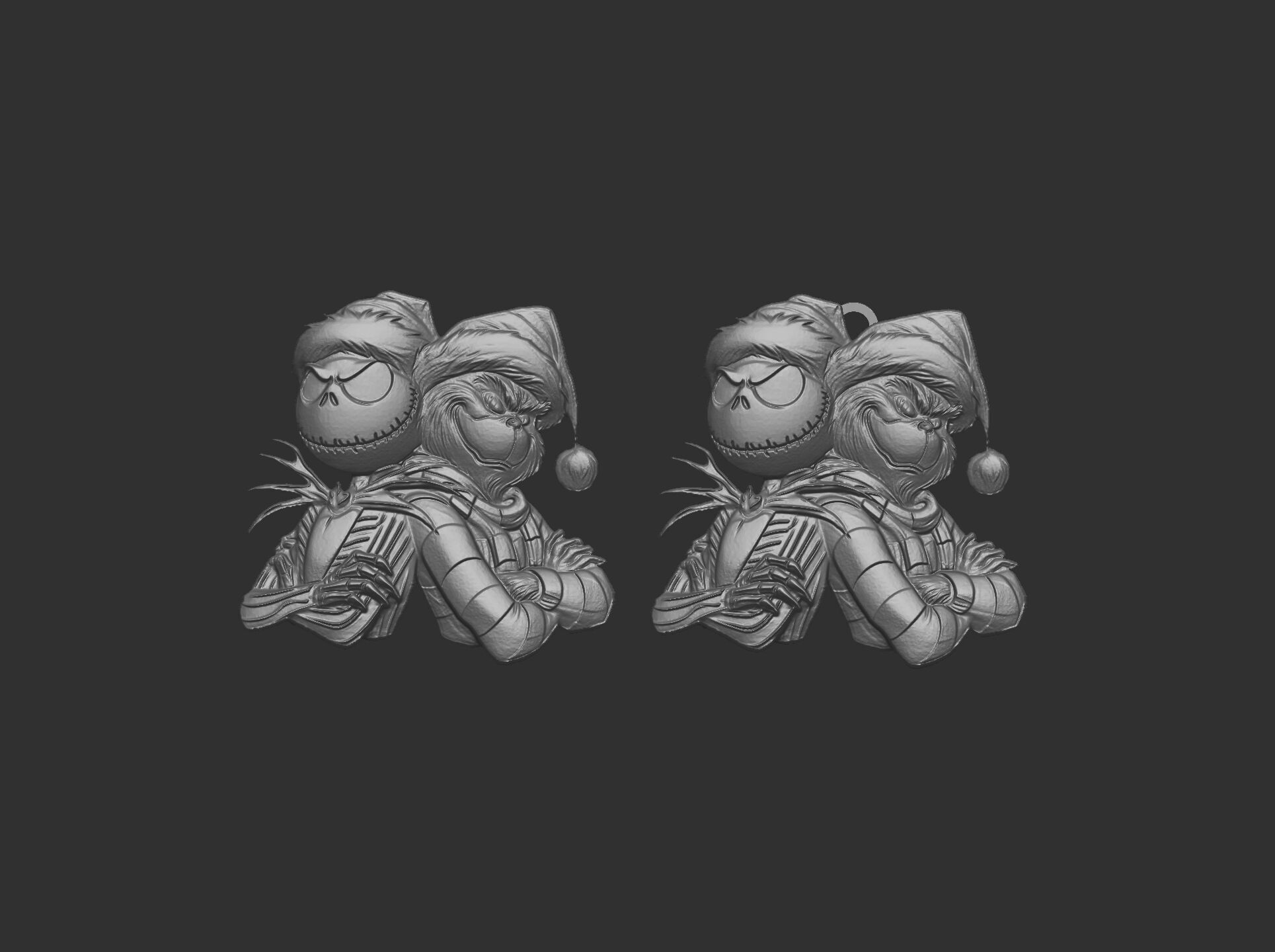 Jack Skellington and Grinch 3D Bas-Relief Model for CNC  3D print model_21