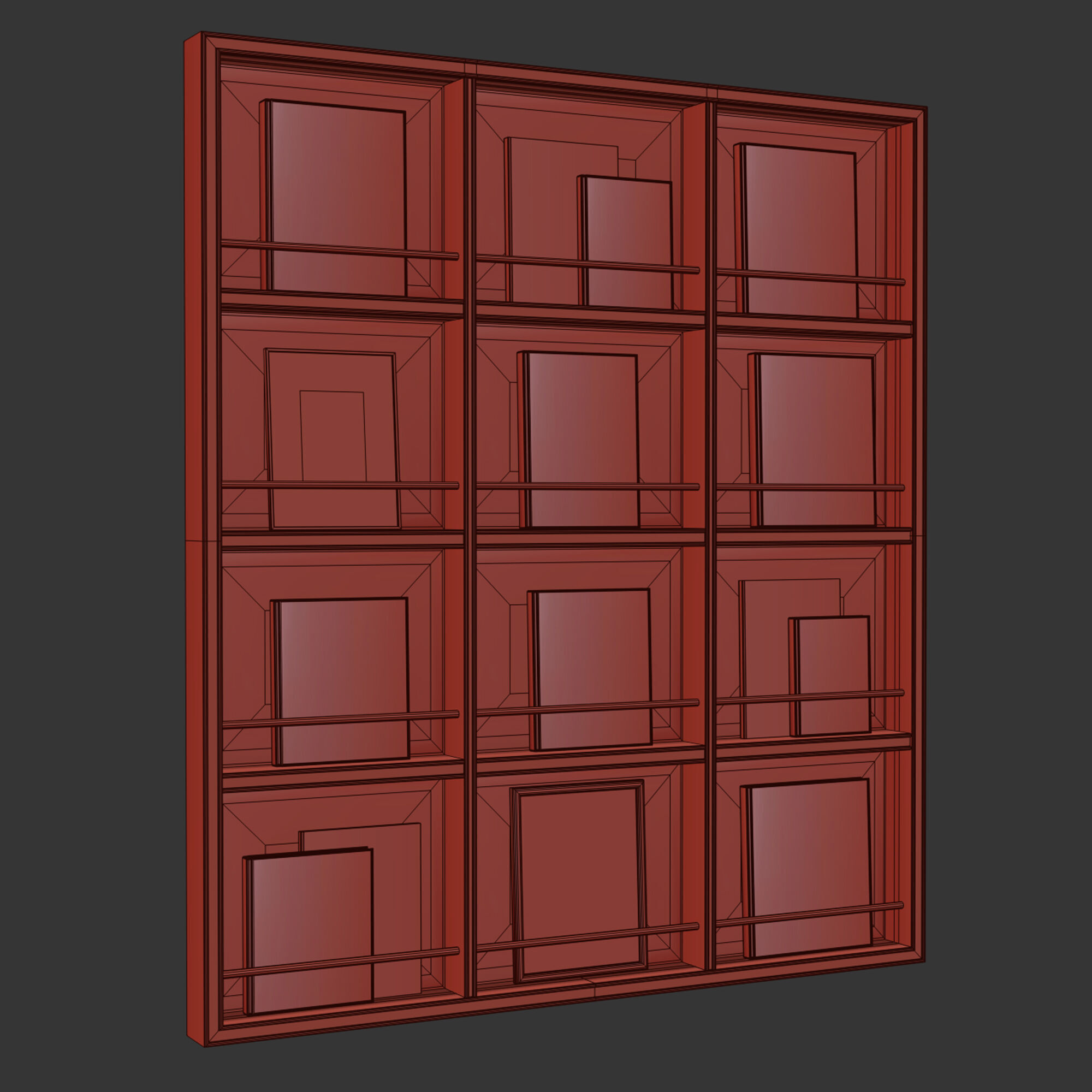 Bookcase Slim 3D model_7