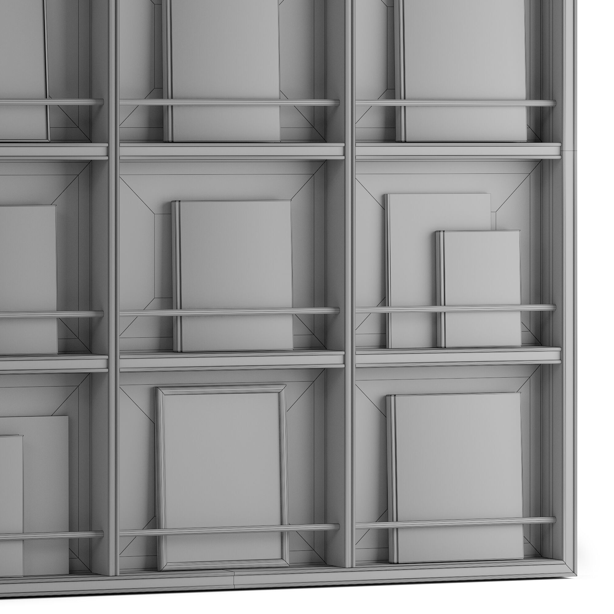 Bookcase Slim 3D model_4