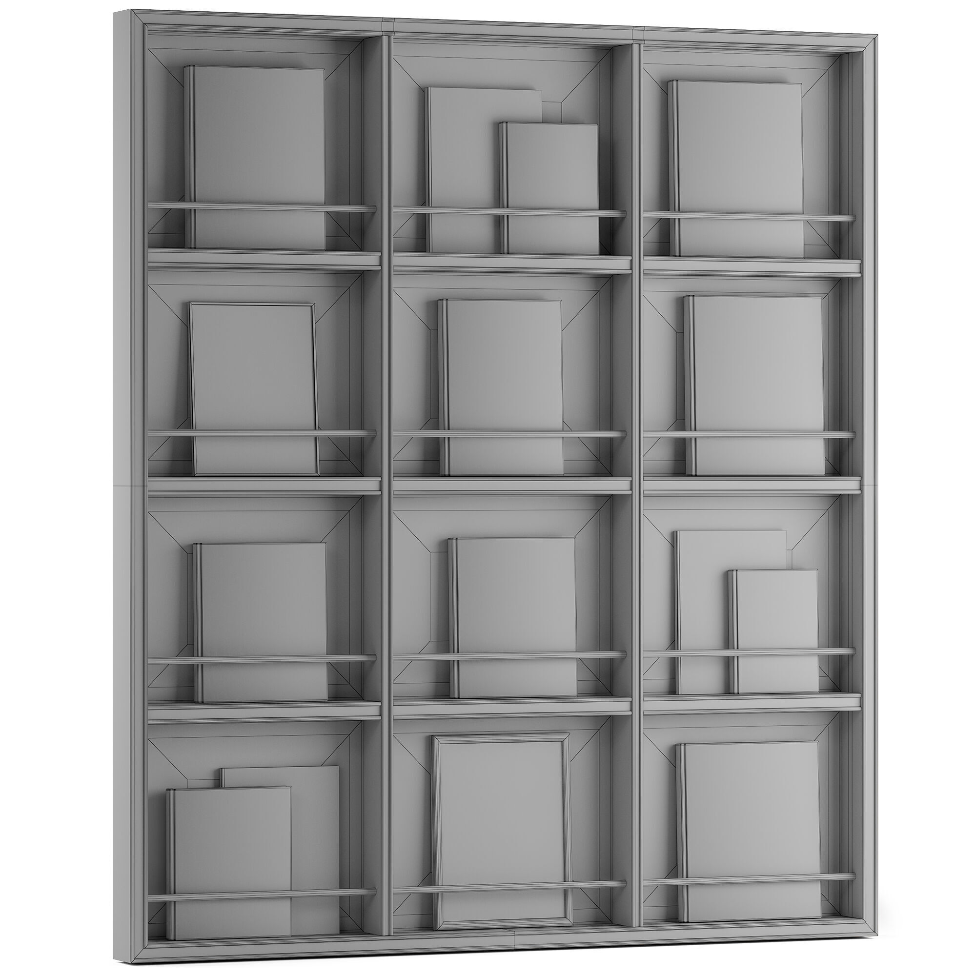Bookcase Slim 3D model_3